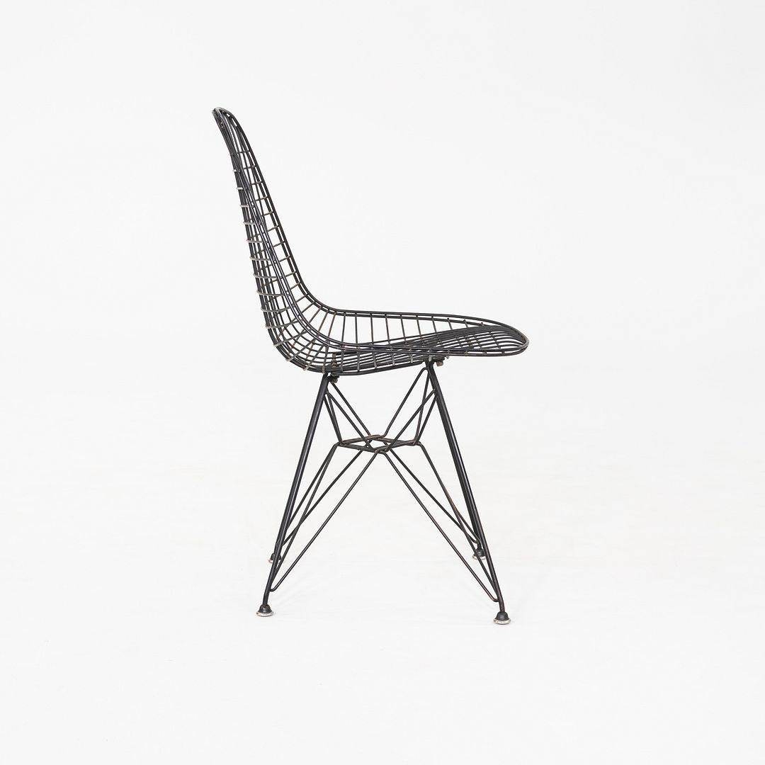 C. 1956 Pair of Herman Miller Eames DKR Wire Dining Chairs with Eiffel Bases