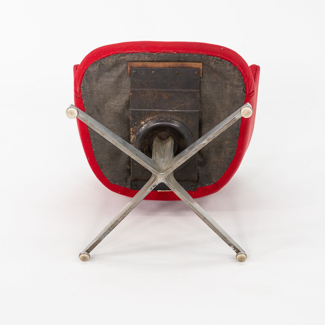 1960s Ward Bennett for Lehigh Furniture Arm Chair in Red Fabric and Aluminum