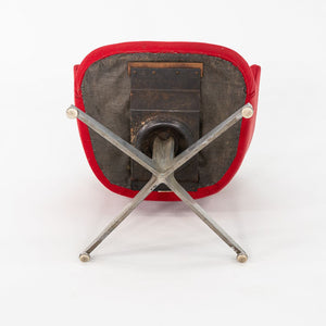 1960s Ward Bennett for Lehigh Furniture Arm Chair in Red Fabric and Aluminum