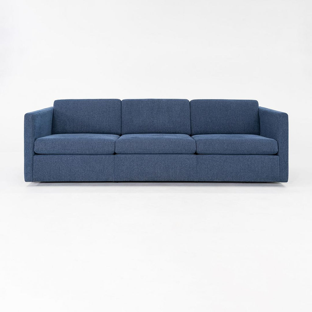 2018 Charles Pfister for Knoll Three Seat Tuxedo Sofa w/ Blue Fabric Upholstery