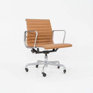 2010s Herman Miller Eames Aluminum Group Management Desk Chair Caramel Leather