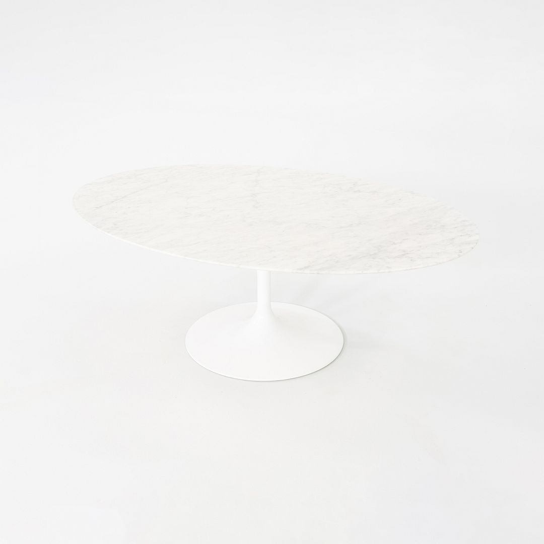 2010s Eero Saarinen for Knoll 42" Oval Tulip Coffee Table w/ Carrara Marble Top