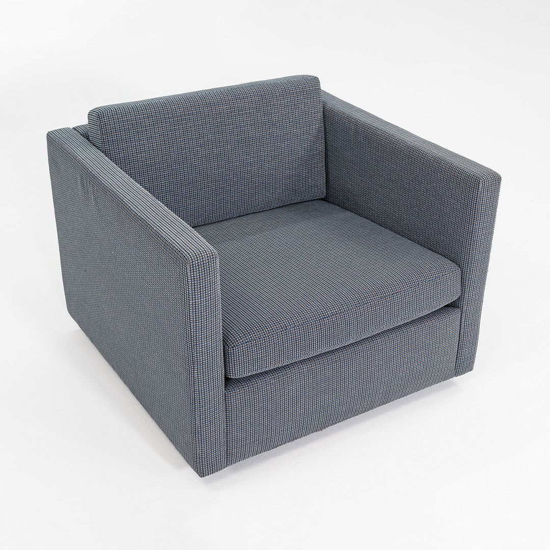 2018 Charles Pfister for Knoll Tuxedo Lounge Chair in Blue Grey Fabric Upholstery