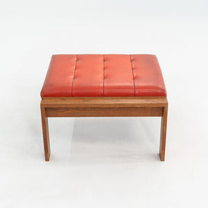 1960s Modern Ottoman Stool by C.I. Designs Wood with Persimmon Vinyl Upholstery