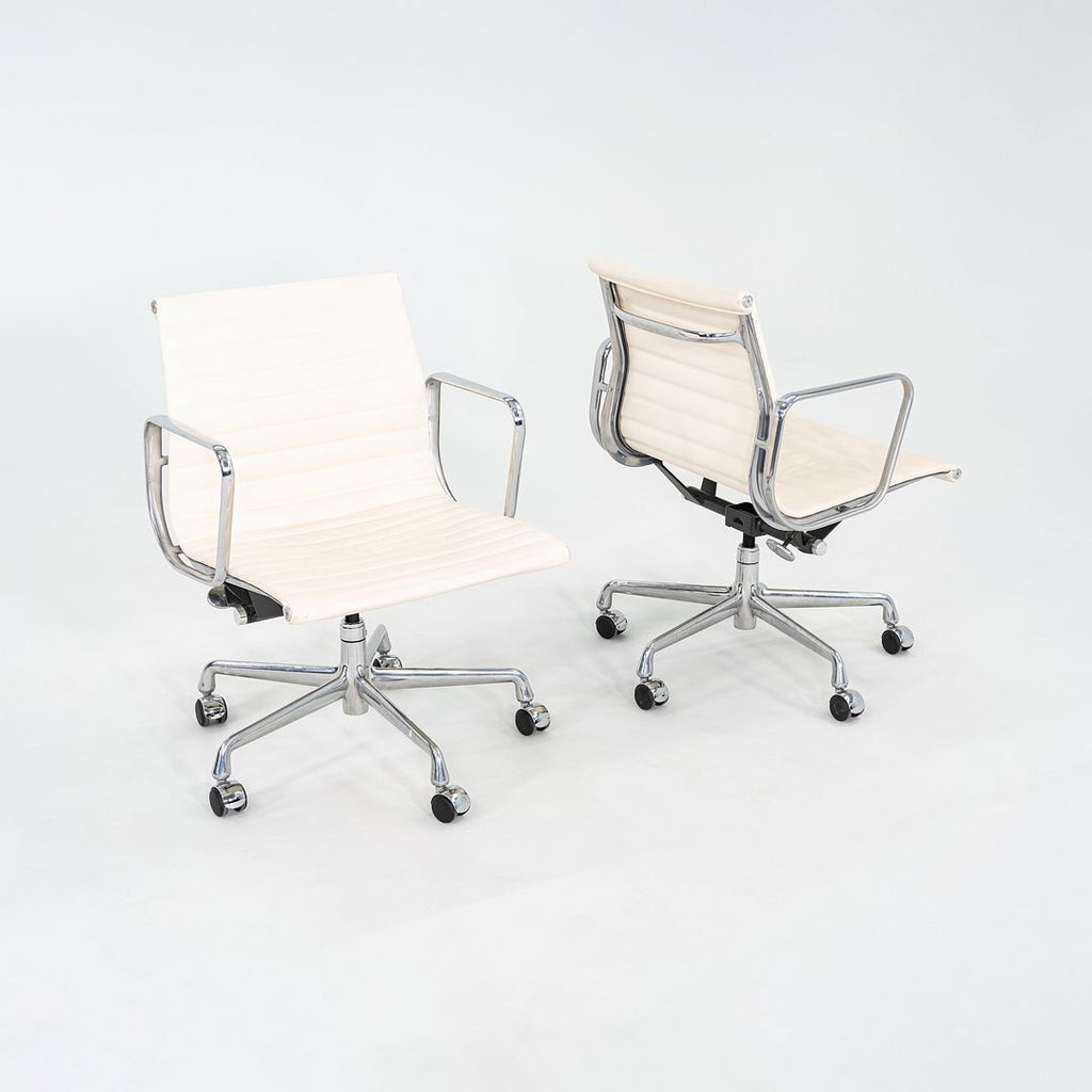 2008 Herman Miller Eames Aluminum Management Desk Chair in Cream Leather 4x Available
