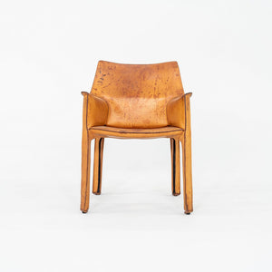 1990s Mario Bellini for Cassina Cab Arm / Dining Chair Steel w/ Cognac Leather