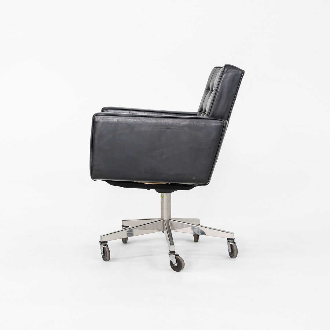 1971 Vincent Cafiero for Knoll Black Leather Rolling Desk Chair 4x Available
