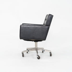 1971 Vincent Cafiero for Knoll Black Leather Rolling Desk Chair 4x Available