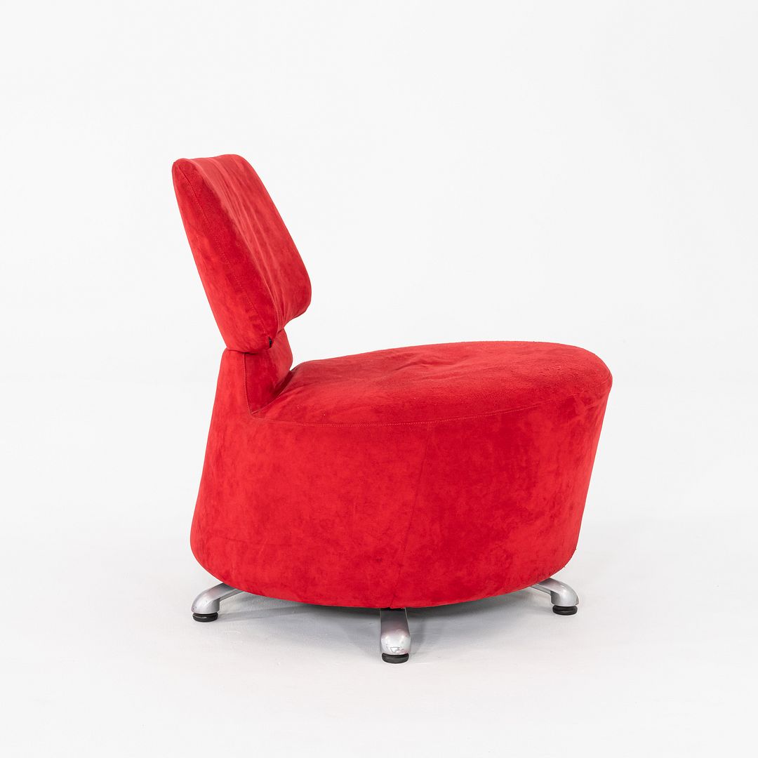 2000s Pair of Toshiyuki Kita for Cassina AKI Lounge Chairs Red Suede Upholstery