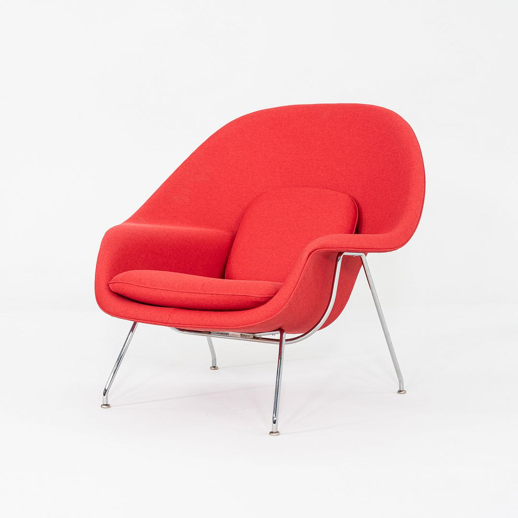 2024 Eero Saarinen for Knoll Full Size Womb Lounge Chair in Red Fabric & Chrome