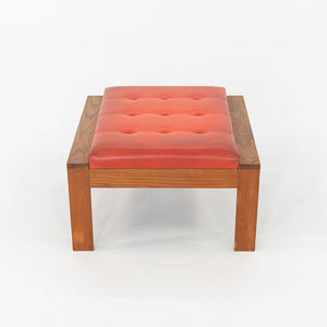 1960s Modern Ottoman Stool by C.I. Designs Wood with Persimmon Vinyl Upholstery