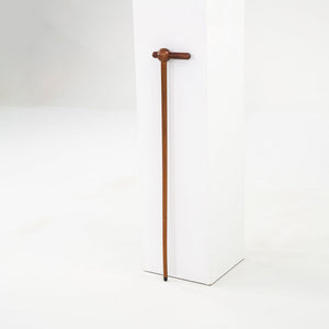 1970s Scandinavian or Danish Custom Teak Cane or Walking Stick w/ Metal 35.5"