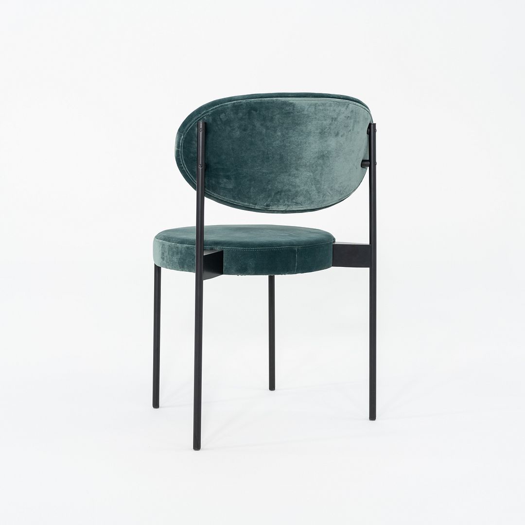 2024 Verner Panton for Verpan 430 Chair in Teal Velvet Upholstery w/ Black Frame