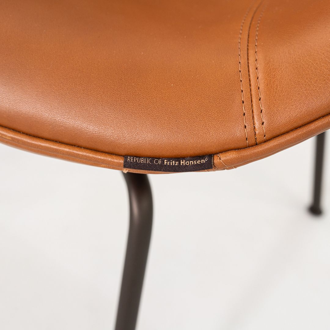 2018 Arne Jacobsen Pot Chair in Elegance Walnut Leather Steel Base Fritz Hansen