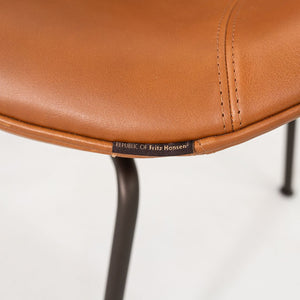 2018 Arne Jacobsen Pot Chair in Elegance Walnut Leather Steel Base Fritz Hansen
