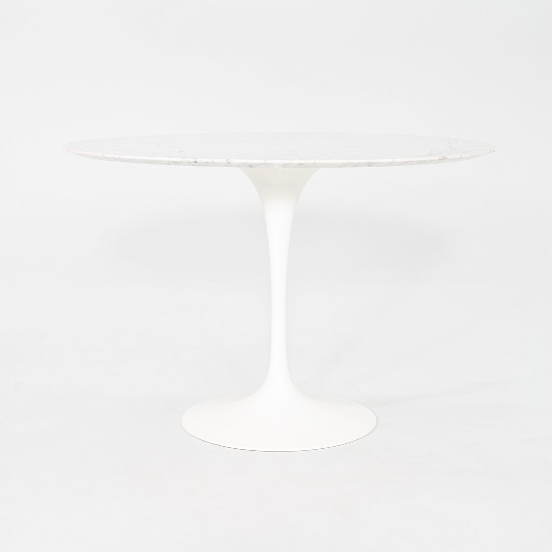 2010s Eero Saarinen for Knoll 42" Round Dining Table with Carrara Marble Top