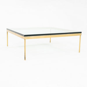 1970s Bronze and Glass Square Coffee Table Attributed to Ward Bennett 42 inch