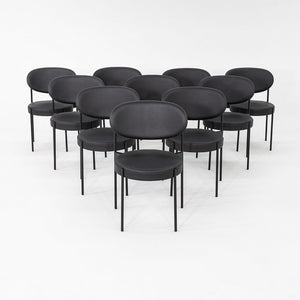 2020s Set of Ten Verner Panton for Verpan Series 430 Dining Chairs Black Leather