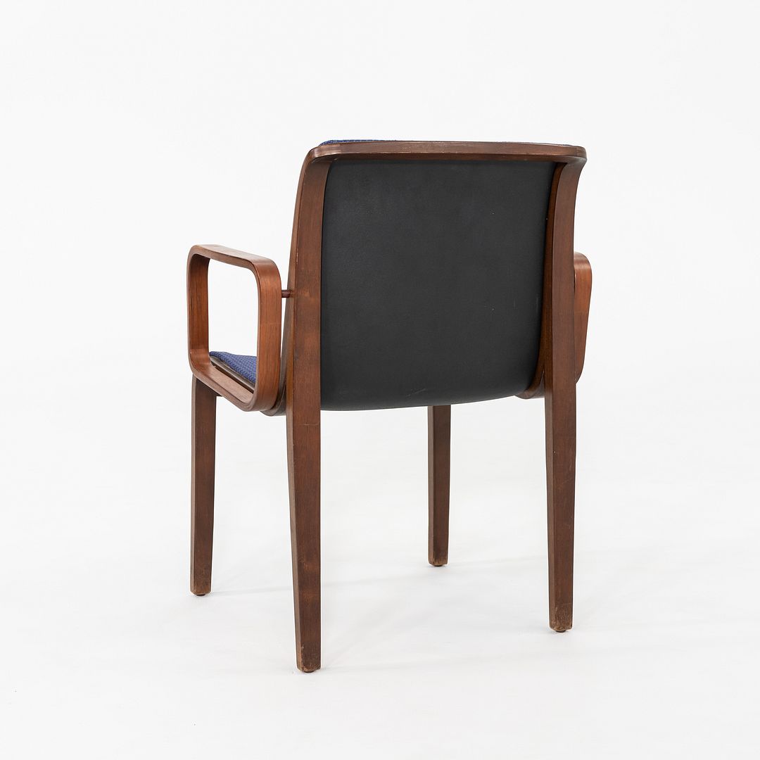 1971 Bill Stephens for Knoll 1300 Series Dining Chair in Blue Fabric and Walnut