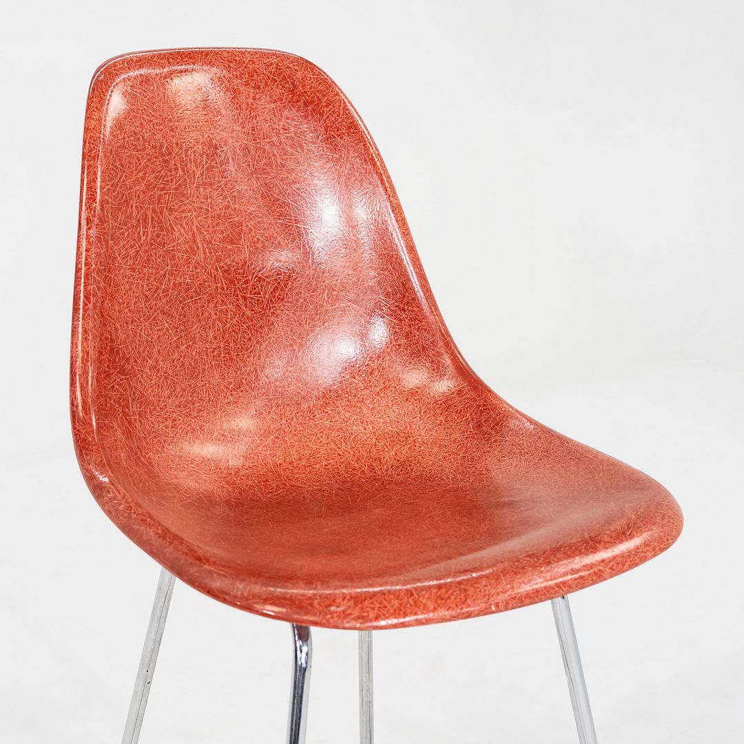 2010s Eames Modernica Bar Stool in Steel and Orange Red Fiberglass 13x Available