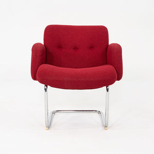 1970s Harvey Probber Cantilever Lounge Chair in Red Hopsack Upholstery Fabric