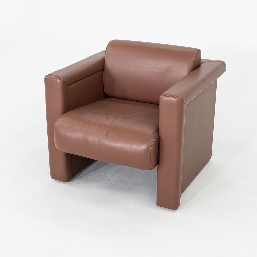 2002 Trix and Robert Haussmann for Knoll Lounge Chair Brown Leather Upholstery