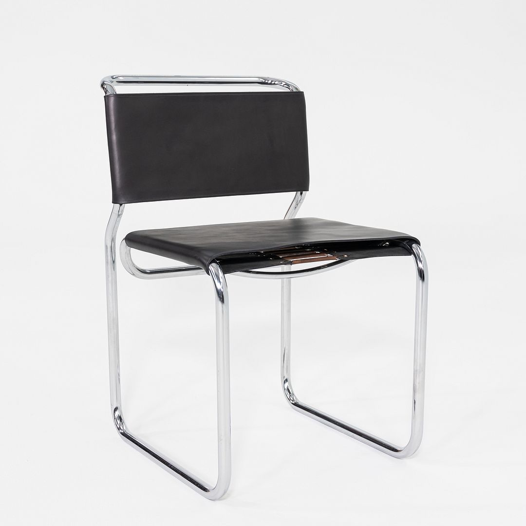 1970s Set of Five Nicos Zographos CH66 Dining Side Chairs with New Black Leather