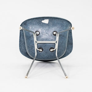 1960s Herman Miller Eames MAX Fiberglass Arm Shell Chair Navy Blue w/ Steel Base