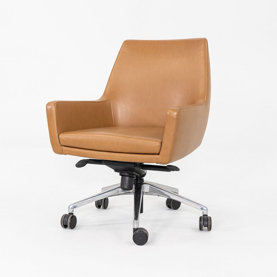2016 Bernhardt Designs Cardan Desk Chair Tan Leather w/ Pneumatic Base 6x Avail