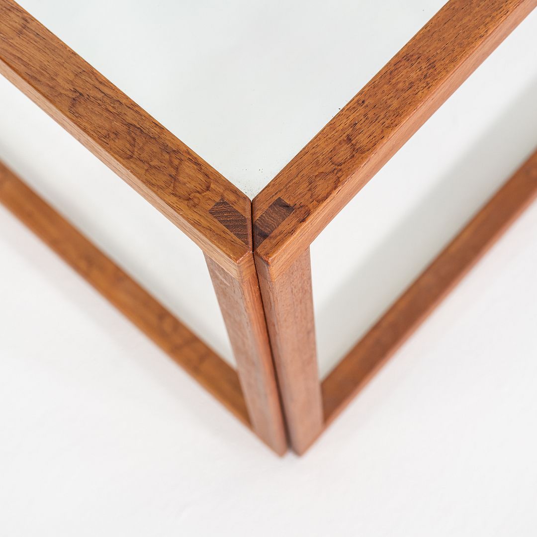 1960s Kai Kristiansen Cube Side or End Table in Teak and Glass 18x18x14 inches
