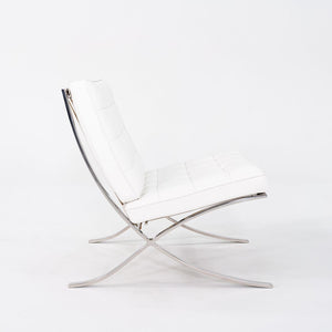 1960s Mies van der Rohe for Knoll Barcelona Lounge Chair and Ottoman in Sabrina White & Stainless Fully Restored