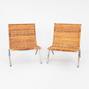 1960s Pair of Poul Kjaerholm for E. Kold Christensen PK 22 Wicker Lounge Chairs