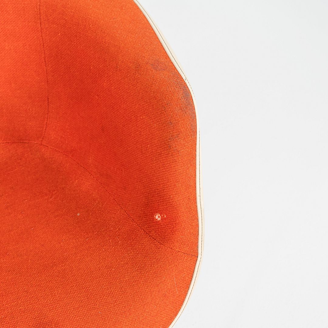 1980s Pair of Herman Miller Eames Fiberglass DAX Dining Arm Shell Chairs Orange