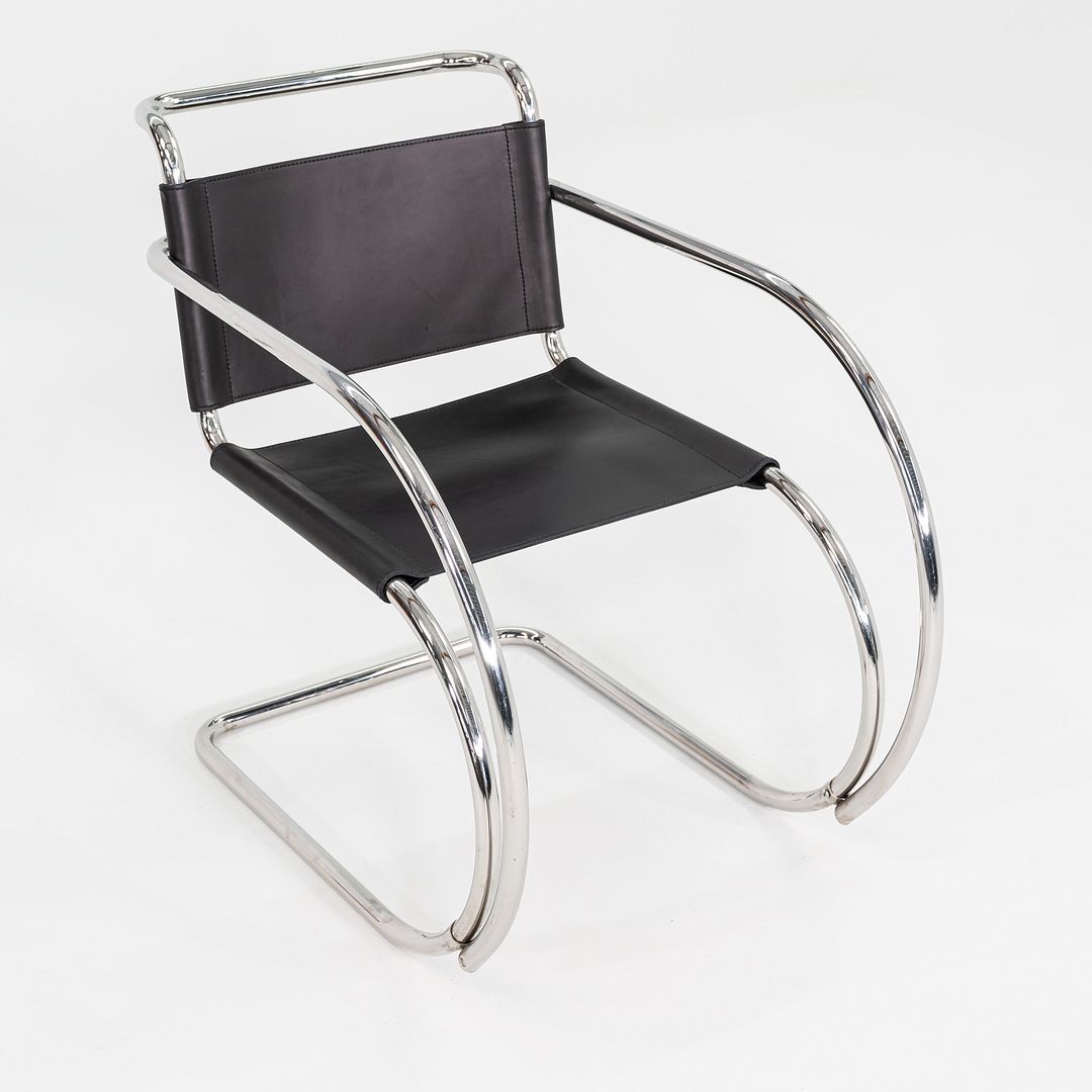 1960s Mies Van Der Rohe for Knoll MR 20 Arm Chair Newly Upholstered in Leather