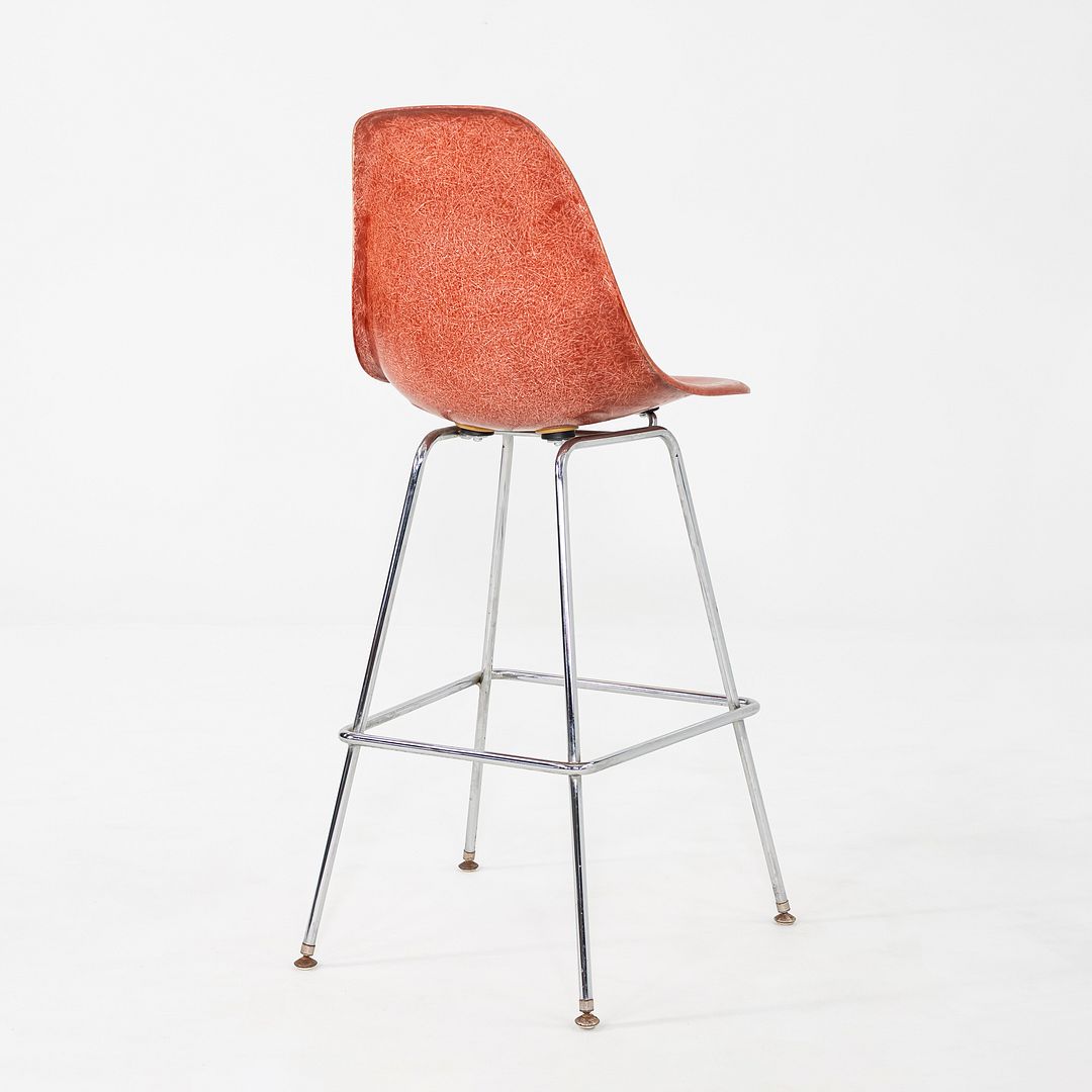 2010s Eames Modernica Bar Stool in Steel and Orange Red Fiberglass 13x Available