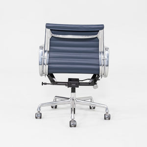 2020s Herman Miller Eames Aluminum Group Management Desk Chair in Blue Leather