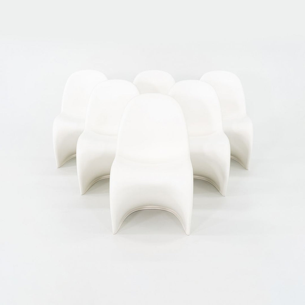 2010s Set of Six Verner Panton for Vitra Dining Chairs in White Polypropylene