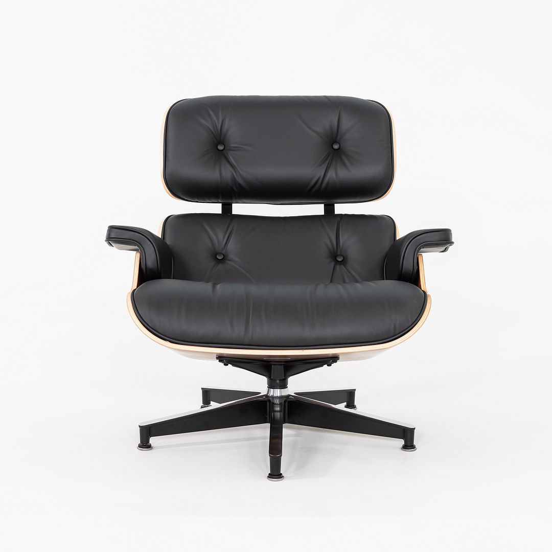 2024 Herman Miller Eames Lounge Chair and Ottoman in Black Leather and Santos Palisander