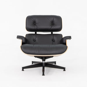 2024 Herman Miller Eames Lounge Chair and Ottoman in Black Leather and Santos Palisander