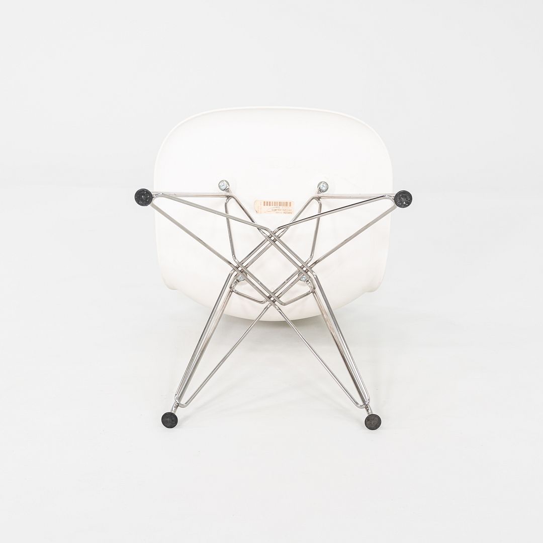 2015 Set of Six Eames DSR Plastic Shell Chairs in White with Steel Eiffel Base