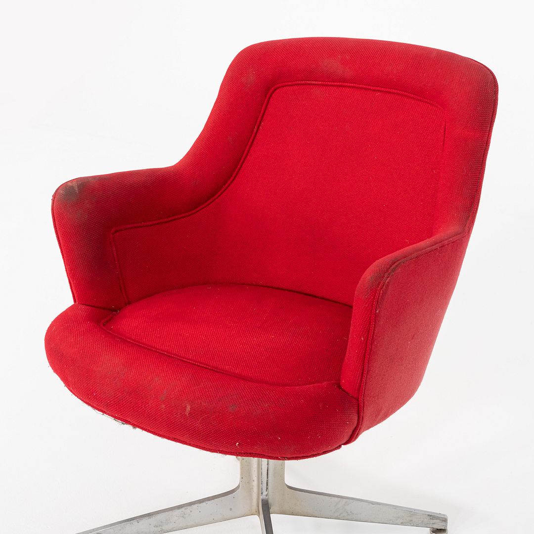 1960s Ward Bennett for Lehigh Furniture Arm Chair in Red Fabric and Aluminum