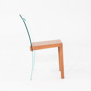 1980s Curvet for Zeritalia Italian Dining / Side Chair Wood Frame w/ Glass Seat