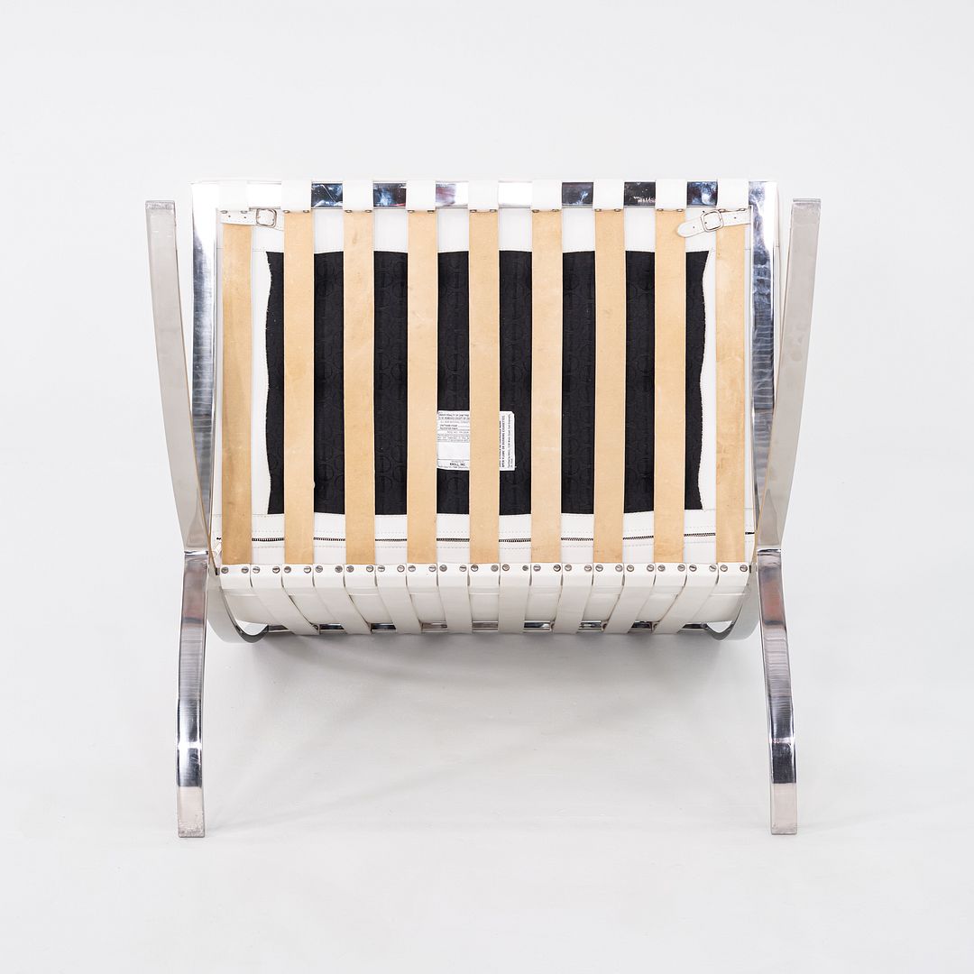 1960s Mies van der Rohe for Knoll Barcelona Lounge Chair and Ottoman in Sabrina White & Stainless Fully Restored