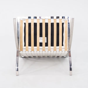 1960s Mies van der Rohe for Knoll Barcelona Lounge Chair and Ottoman in Sabrina White & Stainless Fully Restored