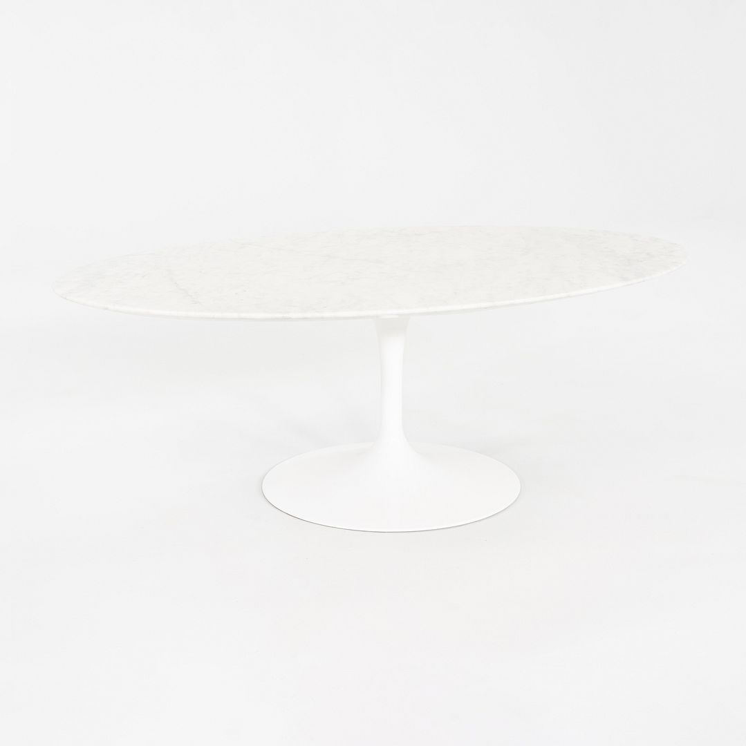 2010s Eero Saarinen for Knoll 42" Oval Tulip Coffee Table w/ Carrara Marble Top