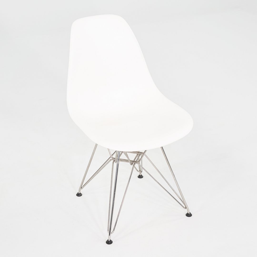 2015 Set of Six Eames DSR Plastic Shell Chairs in White with Steel Eiffel Base