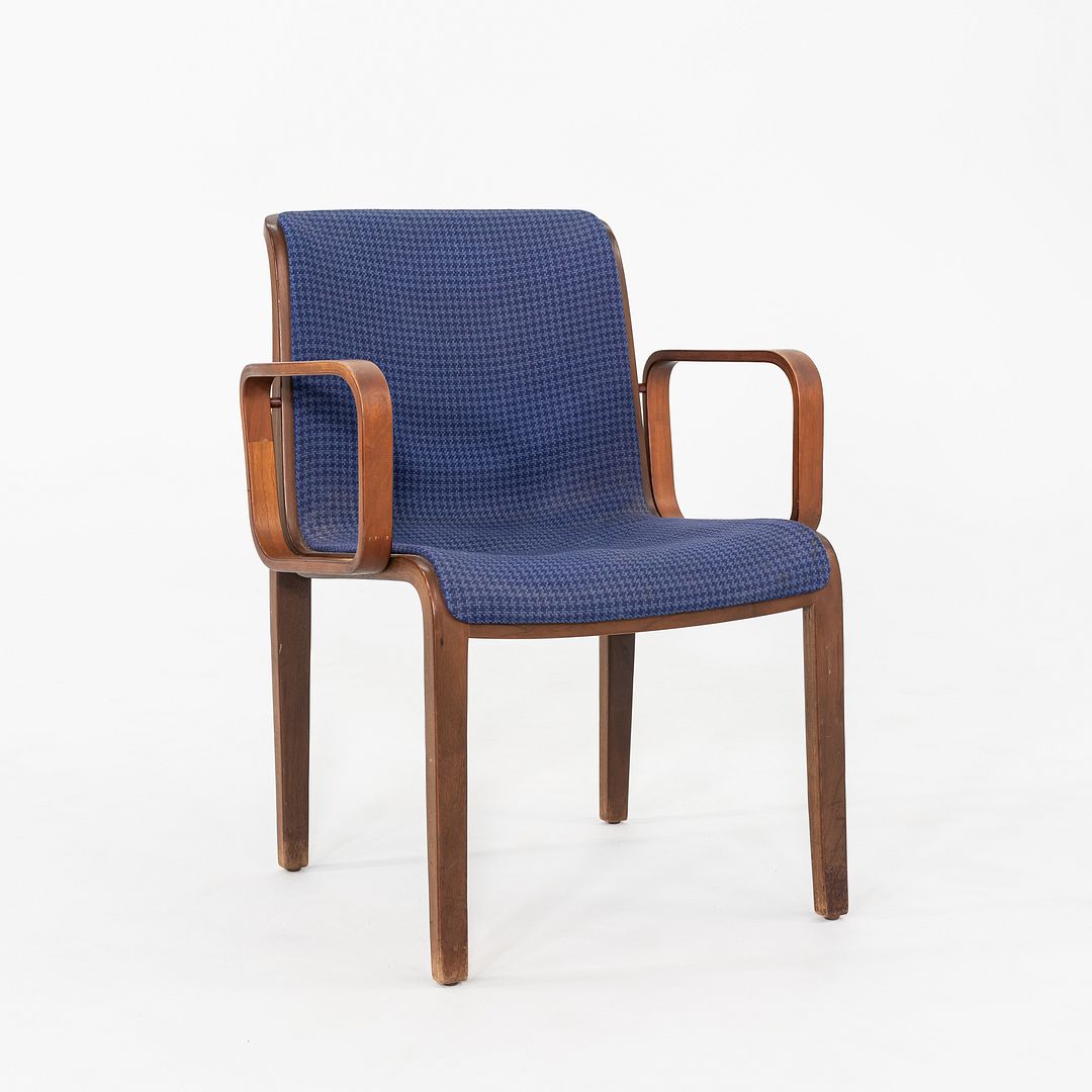 1971 Bill Stephens for Knoll 1300 Series Dining Chair in Blue Fabric and Walnut