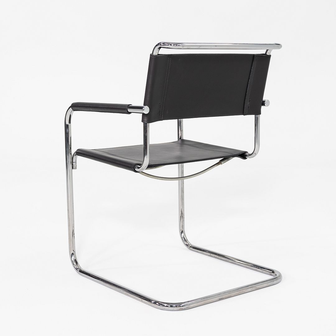 1980s Pair of Mart Stam Thonet S34 Cantilever Dining Chairs New Black Leather