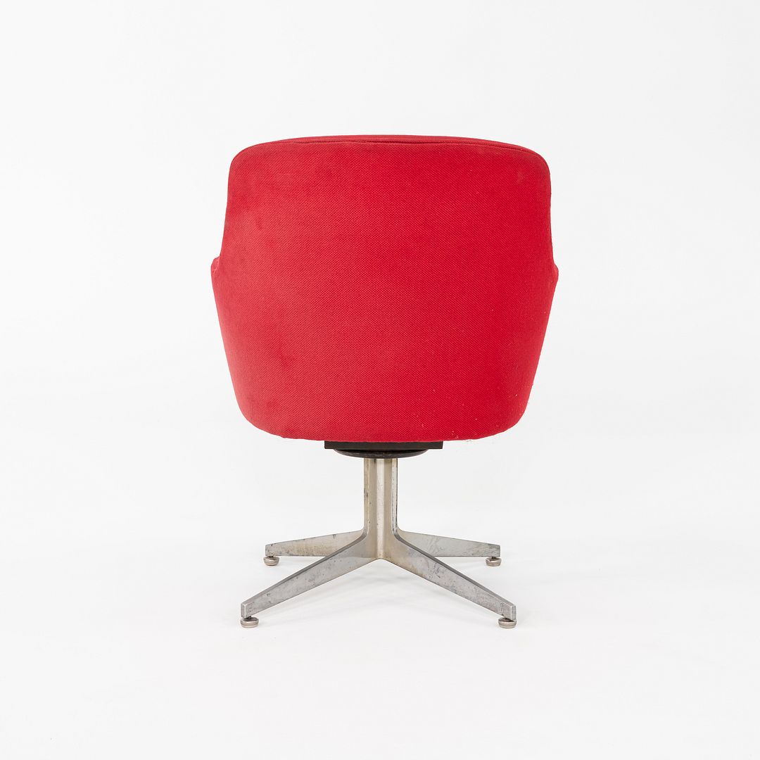 1960s Ward Bennett for Lehigh Furniture Arm Chair in Red Fabric and Aluminum