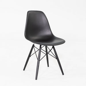 2018 Set of Four Herman Miller Eames DSW Dining Side Chairs in Black Plastic